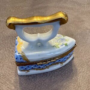 Vintage LIMOGES Trinket box in form of Antique Iron